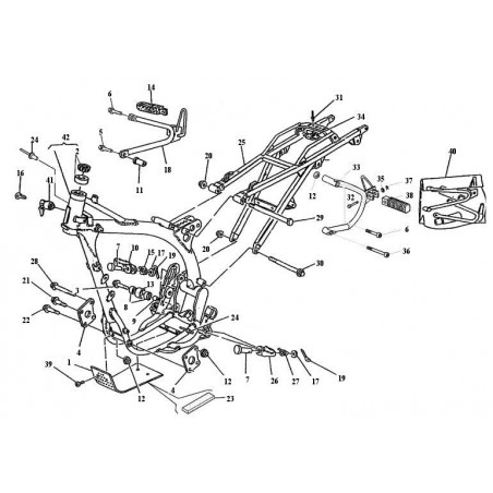 Axes de repose-pieds 125 WRE 95 - 11 / 125 CR WR 98 - 10 / 250 CR WR 98 - 10 / 360 WR 98 - 02 / 410 TC 95 - 00