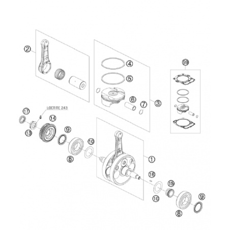 Ecrou de pignon primaire de vilebrequin 450 SXF 13 / 450 EXC-F 09 - 11 / 450 FE 09 - 12