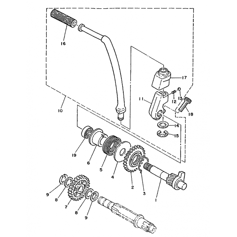 Pignon intermédiaire de kick 125 DTMX